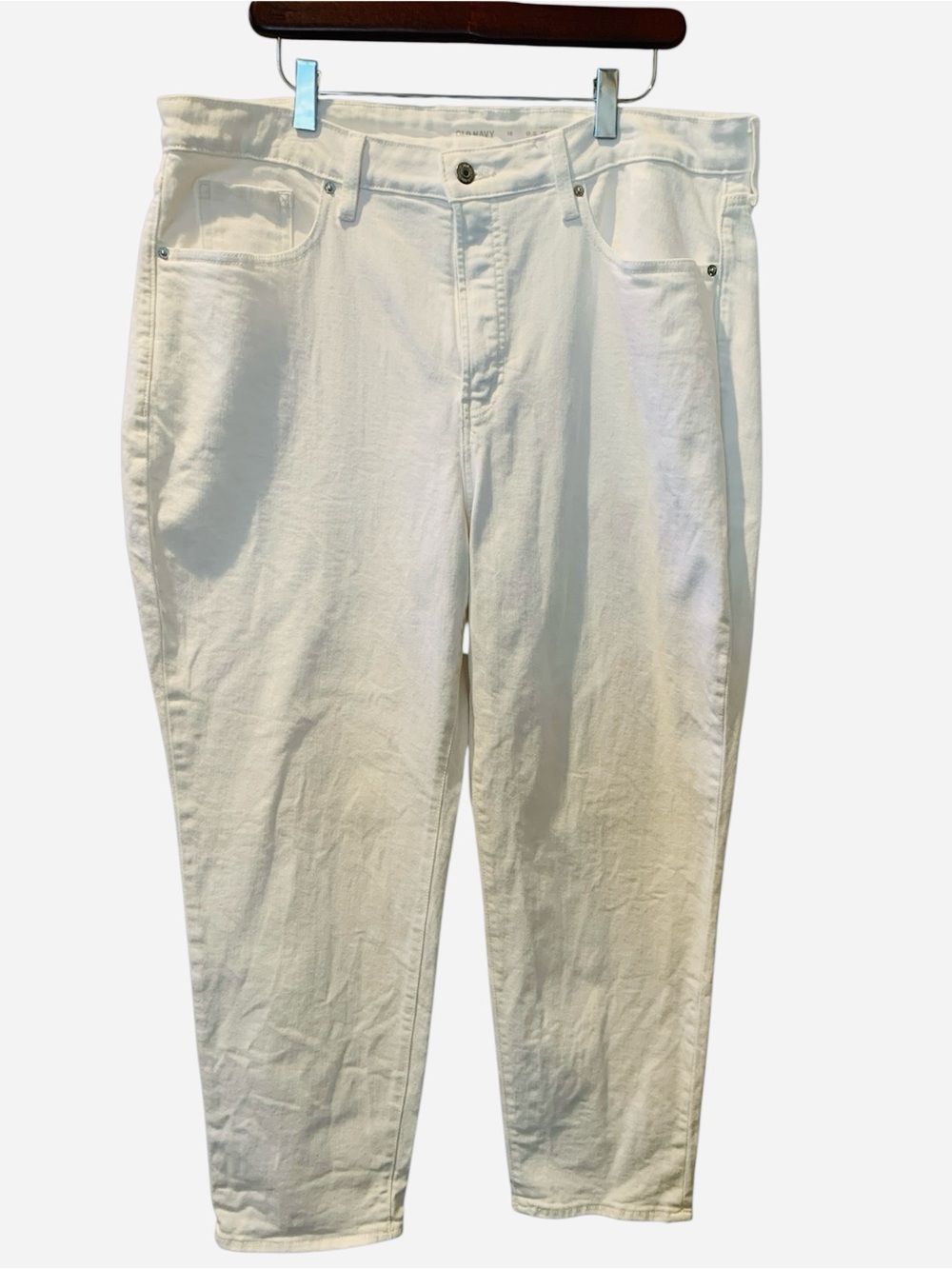 OLD NAVY Women’s High-Rise OG Straight Jeans White 16